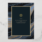 Elegant Bar Mitzvah | Bat Mitzvah | Navy Agate Folie Uitnodiging (Achterkant)