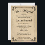 Elegant Bar Mitzvah Invitaties Kaart<br><div class="desc">Deze formele en elegante uitnodiging van Bar Mitzvah gaat terug naar het verleden,  maar heeft nog steeds één heck van een koelfactor. Neutrale  achtergrond van papierstijl met zwarte rol en script.</div>