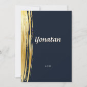 Elegant Bar Mitzvah Navy Blue Gold Invitation Kaart (Voorkant)