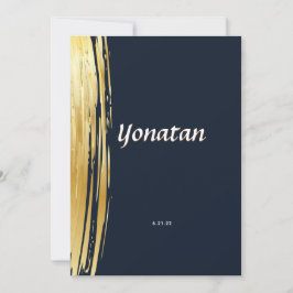 Elegant Bar Mitzvah Navy Blue Gold Invitation Kaart
