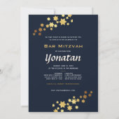 Elegant Bar Mitzvah Navy Gold Invitation Kaart (Achterkant)