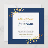 Elegant Bar Mitzvah Navy Gold Invitation Kaart (Achterkant)
