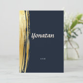Elegant Bar Mitzvah Navy Gold Invitation Kaart (Staand voorkant)