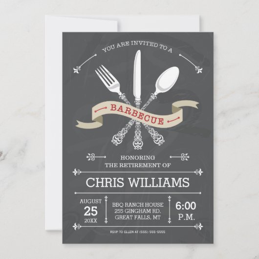 Elegant Barbecue Uitnodiging - Chalkboard (Voorkant)
