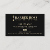 Elegant  Barber Barbershop Black en Gold Visitekaartje (Voorkant)