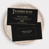 Elegant  Barber Barbershop Black en Gold Visitekaartje