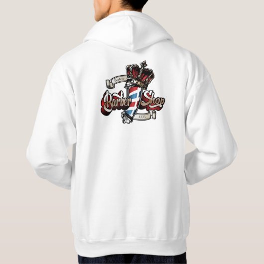 Elegant Barber Pole and Crown Personalize Hoodie (Achterkant)