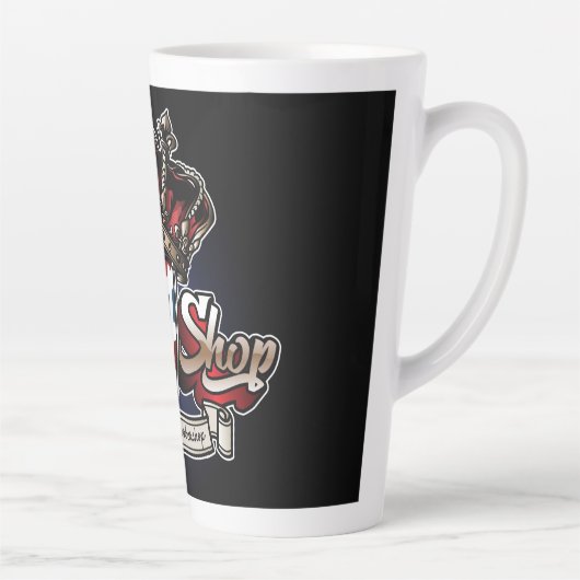 Elegant Barber Pole and Crown Personalize Latte Mok (Rechts)