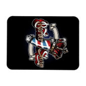 Elegant Barber Pole and Crown Personalize Magneet (Horizontaal)