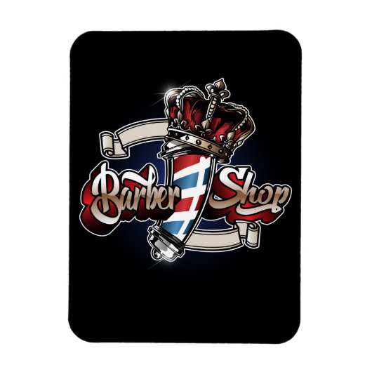 Elegant Barber Pole and Crown Personalize Magneet (Verticaal)