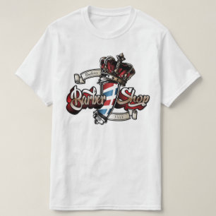 Elegant Barber Pole and Crown Personalize T-Shirt