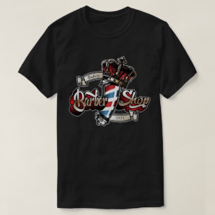 Elegant Barber Pole and Crown Personalize T-shirt