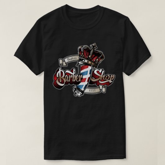 Elegant Barber Pole and Crown Personalize T-shirt (Design voorkant)
