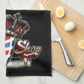 Elegant Barber Pole and Crown Personalize Theedoek (Quarter Fold)