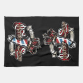 Elegant Barber Pole and Crown Personalize Theedoek (Horizontaal)