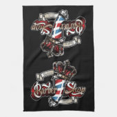 Elegant Barber Pole and Crown Personalize Theedoek (Verticaal)