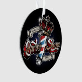 Elegant Barber Pole en Crown Logo personalize  Ornament (voorkant)