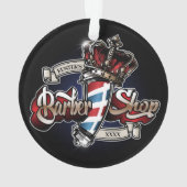 Elegant Barber Pole en Crown Logo personalize  Ornament (achterkant)