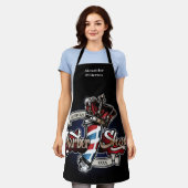 Elegant Barber Pole en Crown Logo personalize Schort (Gedragen)