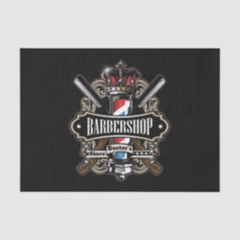 Elegant Barber Pole en Crown Logo personalize Tissuepapier