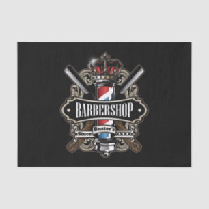 Elegant Barber Pole en Crown Logo personalize Tissuepapier