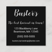 Elegant Barber Pole en Crown Square Personaliseren Vierkante Visitekaartje (Achterkant)