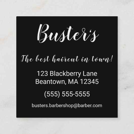 Elegant Barber Pole en Crown Square Personaliseren Vierkante Visitekaartje (Achterkant)