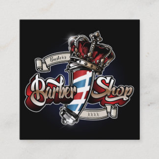 Elegant Barber Pole en Crown Square Personaliseren Vierkante Visitekaartje
