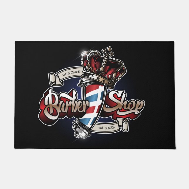 Elegant Barbershop Crown Personalize 24 x 36 inch Deurmat (Voorkant)