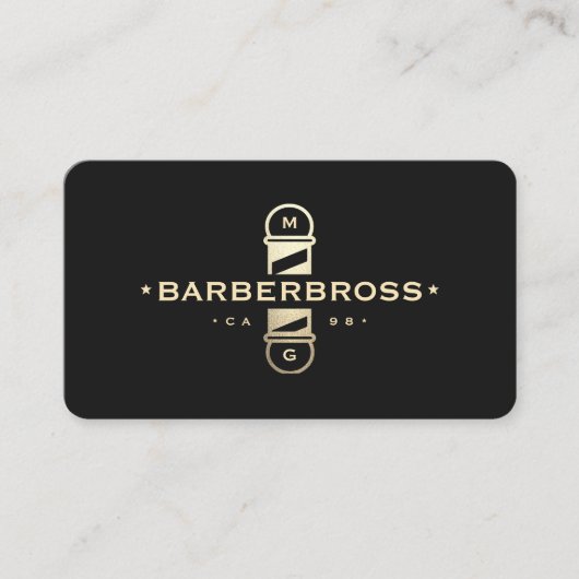 Elegant Barbershop Gouden Barber Pool Zwart Visitekaartje (Voorkant)