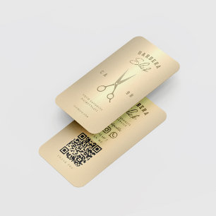 Elegant Barbershop Haarstylist Gold Scissors Visitekaartje