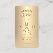 Elegant Barbershop Haarstylist Gold Scissors Visitekaartje (Voorkant)