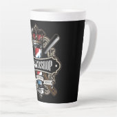 Elegant Barbershop Logo personaliseer de latte Mok (Rechterhoek)