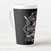 Elegant Barbershop Logo personaliseer de latte Mok (Linkerhoek)