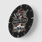Elegant Barbershop Logo personaliseren 2 Ronde Klok (Hoek)
