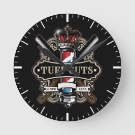 Elegant Barbershop Logo personaliseren 2 Ronde Klok