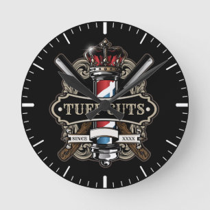 Elegant Barbershop Logo personaliseren 2 Ronde Klok