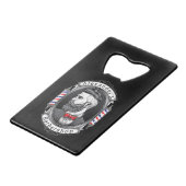 Elegant Barbershop Logo personaliseren Creditkaart Flessenopener (Achterkant Gekanteld)