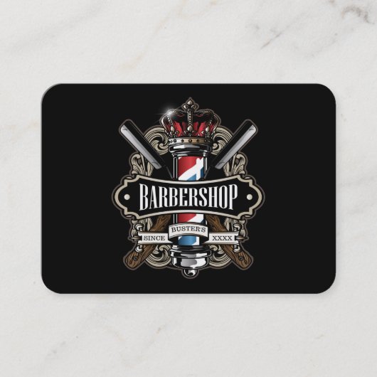 Elegant Barbershop Logo personaliseren Visitekaartje (Voorkant)
