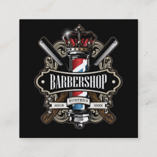 Elegant Barbershop Square Personaliseren Vierkante Visitekaartje