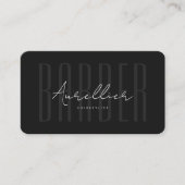 Elegant BarberShop Zwart Wit Script Visitekaartje (Voorkant)