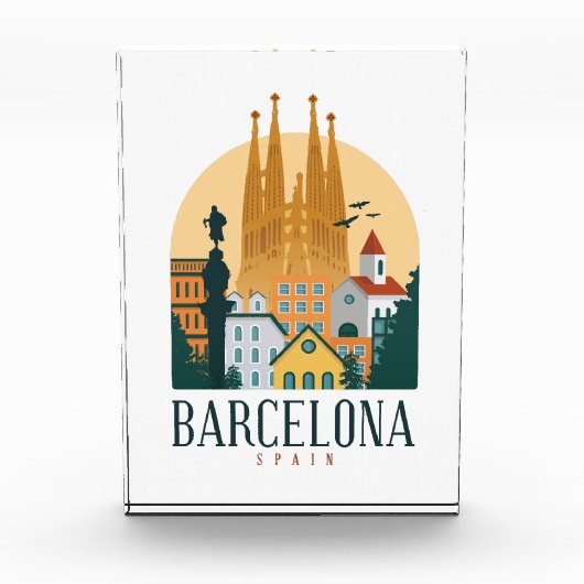 Elegant Barcelona Spanje skyline Fotoblokken (Voorkant)