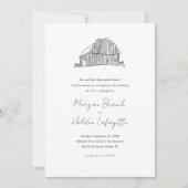 Elegant Barn Black en White Rustic Wedding Kaart (Voorkant)