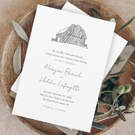 Elegant Barn Black en White Rustic Wedding Magnetische Uitnodiging
