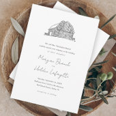 Elegant Barn Black en White Rustic Wedding Magnetische Uitnodiging