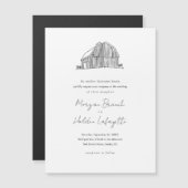 Elegant Barn Black en White Rustic Wedding Magnetische Uitnodiging (Voorkant / Achterkant)