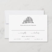 Elegant Barn Black en White Rustic Wedding RSVP Kaartje (Voorkant)