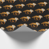 Elegant Barn Owl Monogram Cadeaupapier (Hoek)