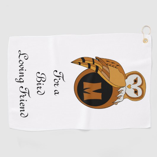 Elegant Barn Owl Monogram Golfhanddoek (Horizontaal)