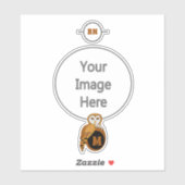 Elegant Barn Owl Monogram Sticker (Vel)